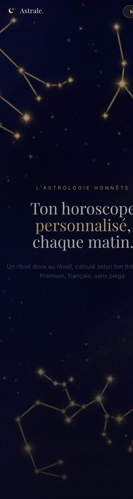 Aperçu du site Astrale · Astrologie premium sur mobile