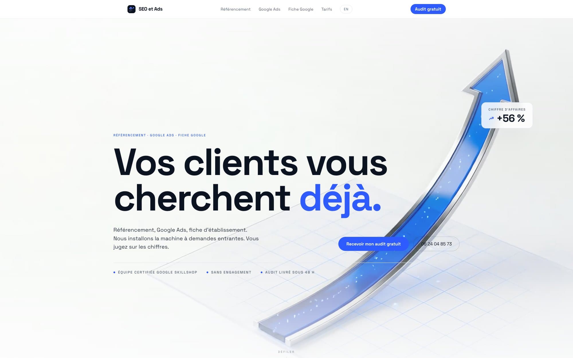 Aperçu du site SEO et Ads · Marque acquisition BZH3D sur ordinateur