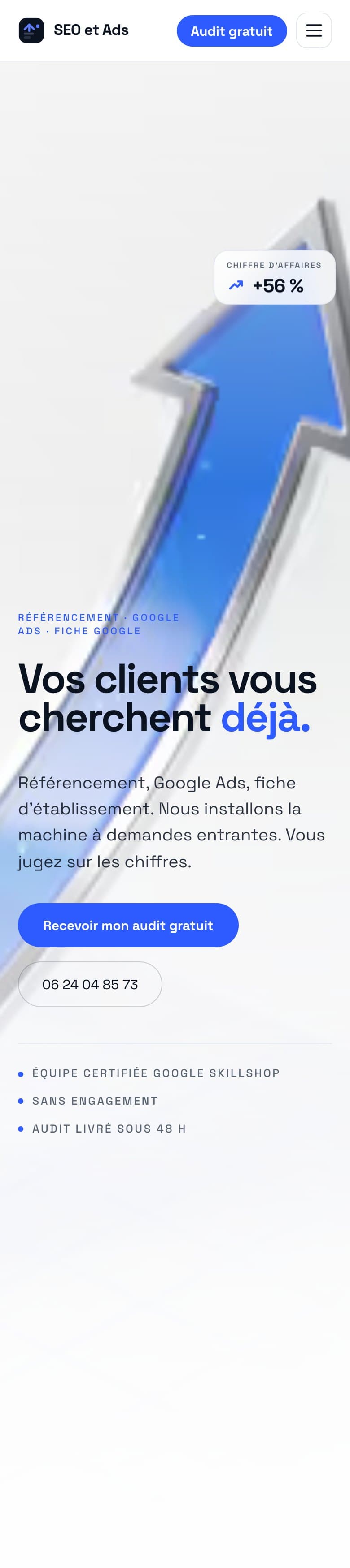 Aperçu du site SEO et Ads · Marque acquisition BZH3D sur mobile