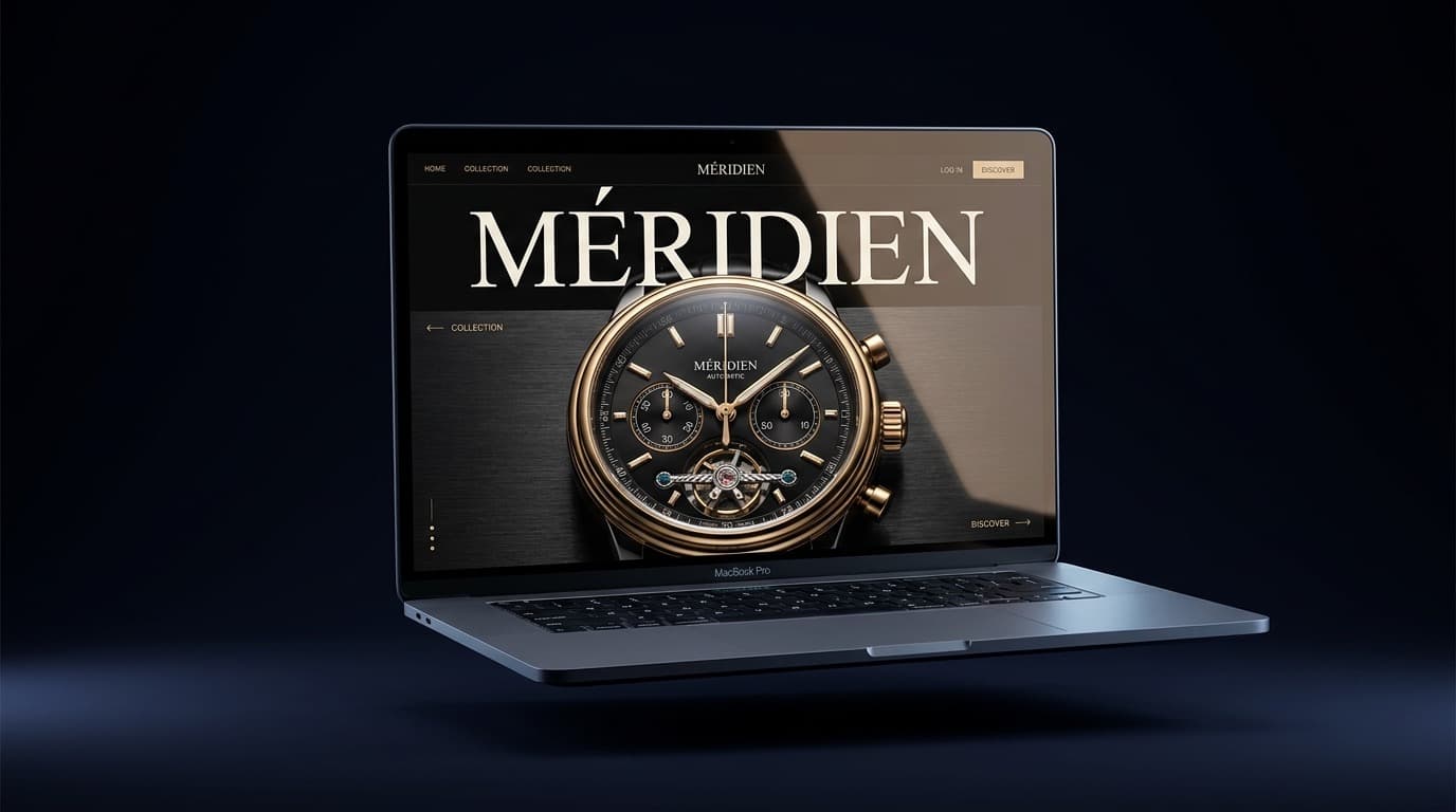 Création de site internet E-commerce · Montre de luxe — MÉRIDIEN · Horlogerie de luxe | BZH 3D, agence web à Quimper
