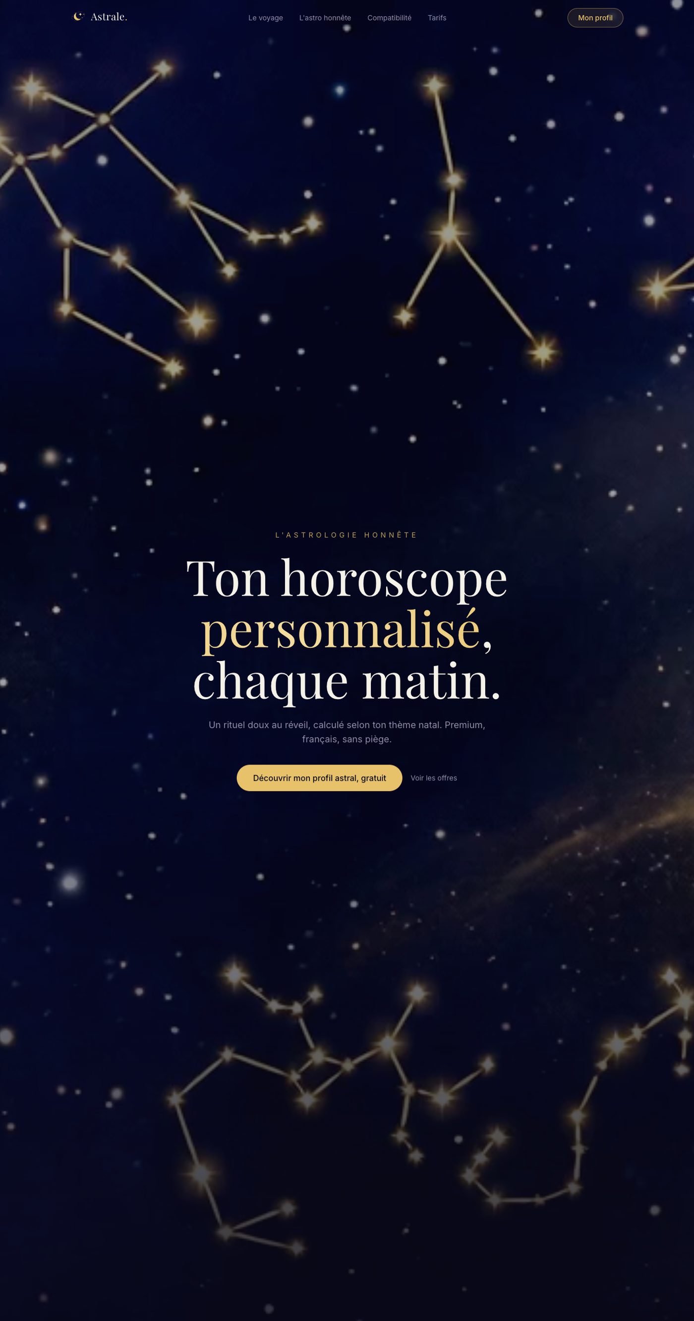 Aperçu du site Astrale · Astrologie premium sur ordinateur