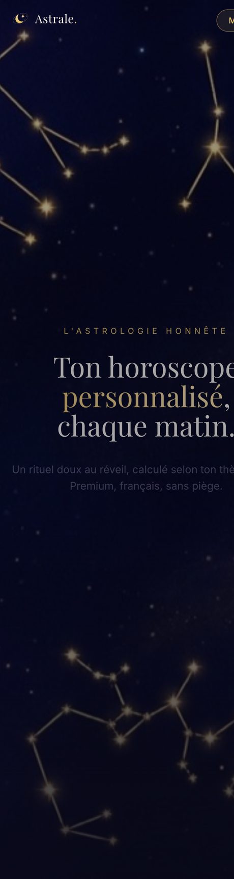 Aperçu du site Astrale · Astrologie premium sur mobile