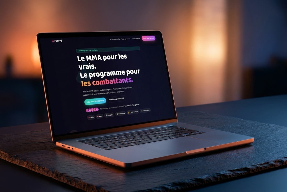 Création de site internet Sport de combat · MMA — FRAPPÉ · Média & coaching MMA | BZH 3D, agence web à Quimper